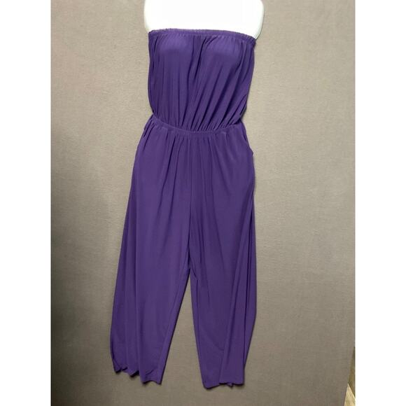 Simply Styled Halter Top Purple Jumpsuit Size S/C, Elastic Waist & Pockets - Picture 1 of 9